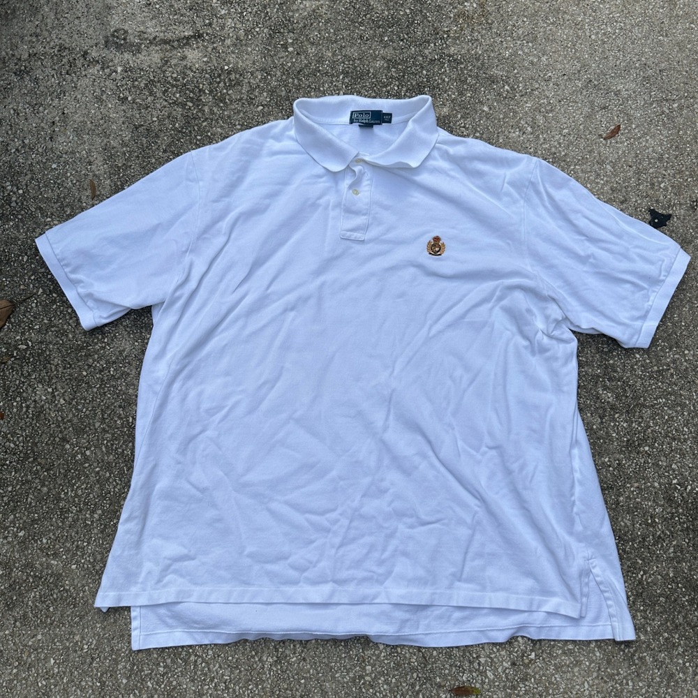 Polo Ralph Lauren Mens White Crest Logo Pique Polo Shirt 4XLT Tall